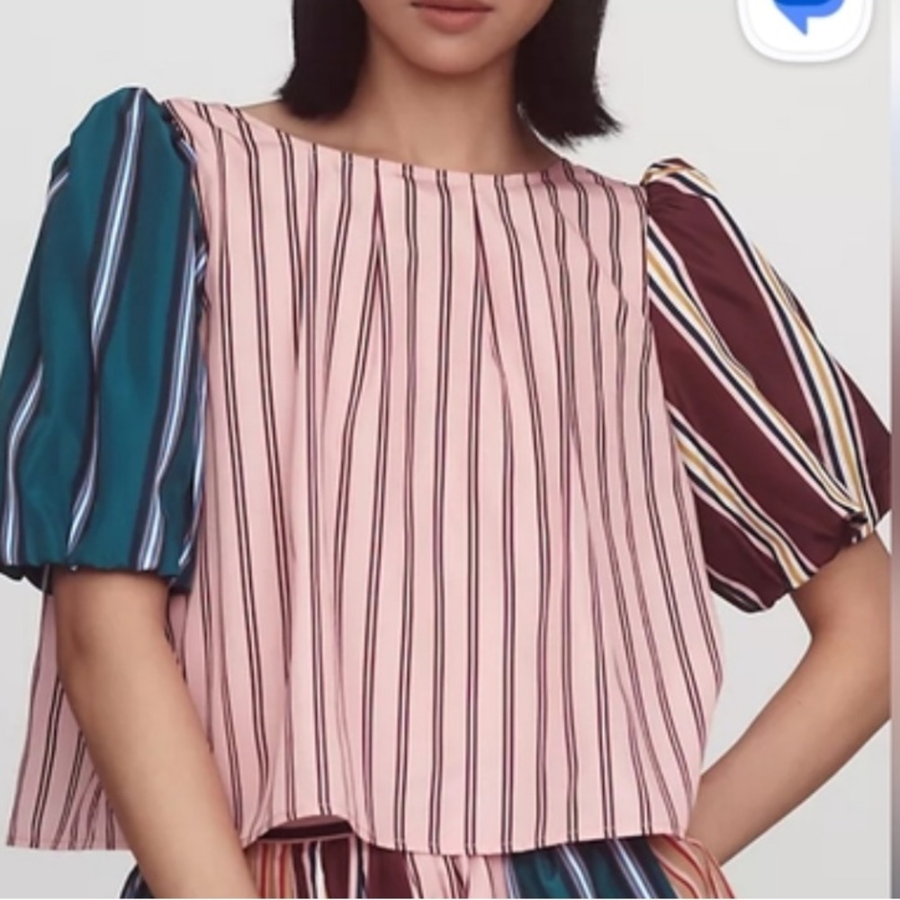 Anthropologie | Maeve Taffeta Striped Multi Color - Picture 2 of 11